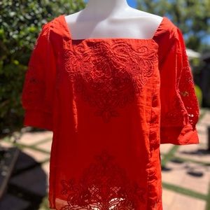 Anthropology embroidered blouse